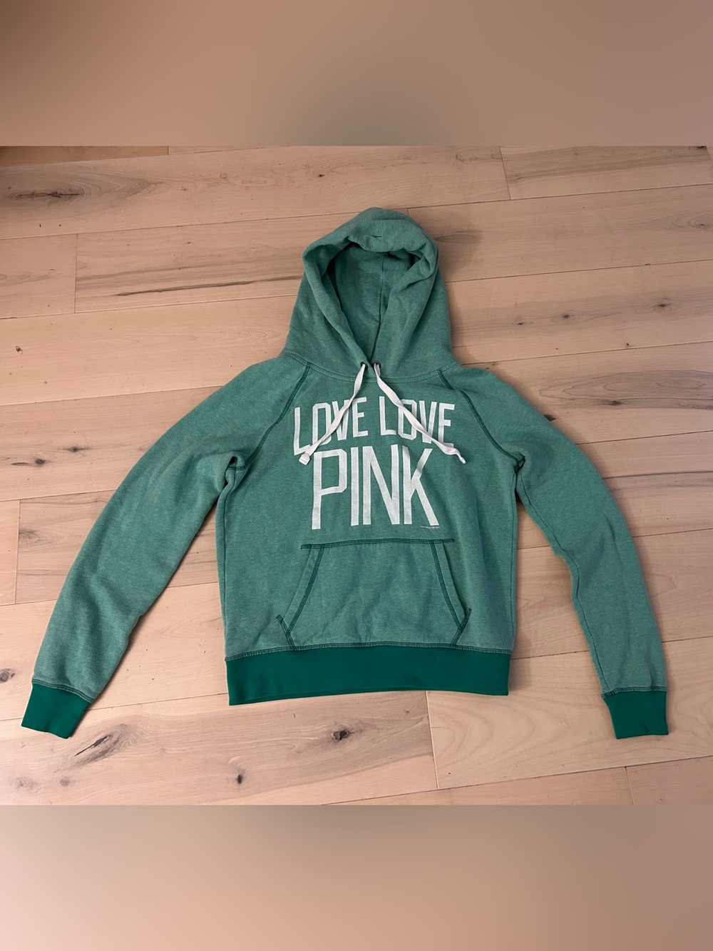 2012 Victoria’s Secret Pink Hooded Pullover Sweatshirt Green Medium